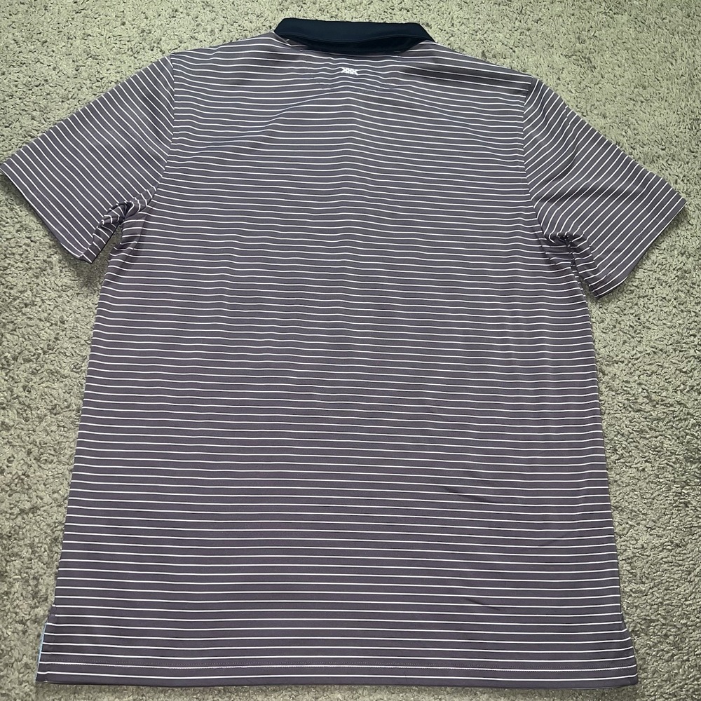 RHONE Golf Sport Polo Shirt Spread Collar Purple Stripe‎ Men Medium - Picture 6 of 6
